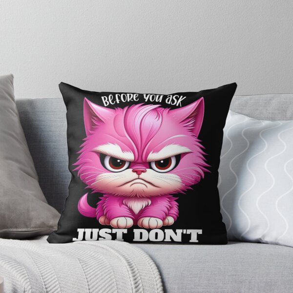 Item preview, Sarcastic grumpy pink kitten designed and sold by EvergreenWhimsy.