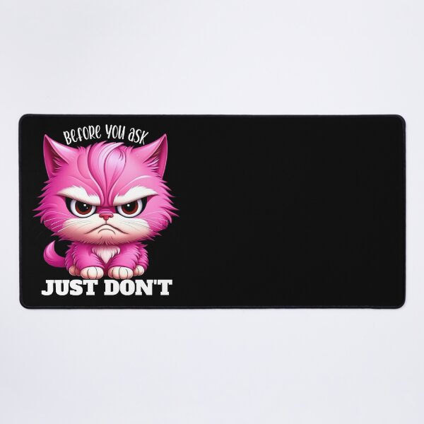 Item preview, Sarcastic grumpy pink kitten designed and sold by EvergreenWhimsy.