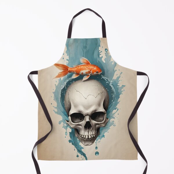 Item preview, Skull and koi fish drawing designed and sold by AiPunch.