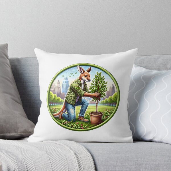 Item preview, Urban Forester Kangaroo, Embroidery-Style Cityscape Art designed and sold by #Adulting Central.