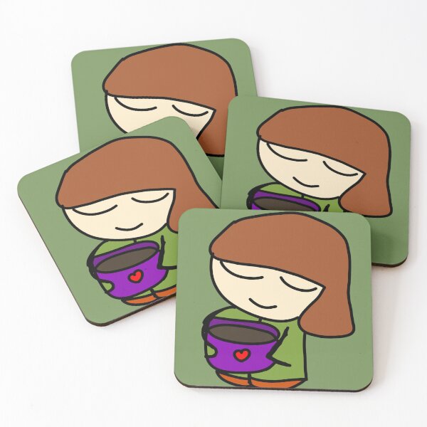 Item preview, Happy girl drinks coffee designed and sold by MsRedFox.