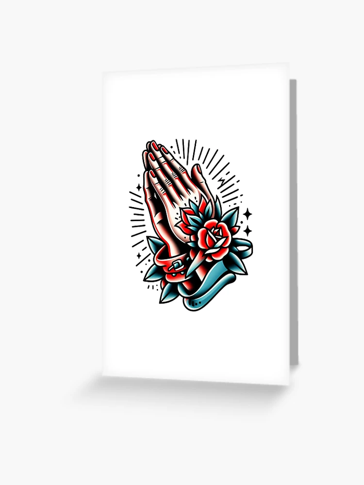 Traditional praying hands and roses flash
