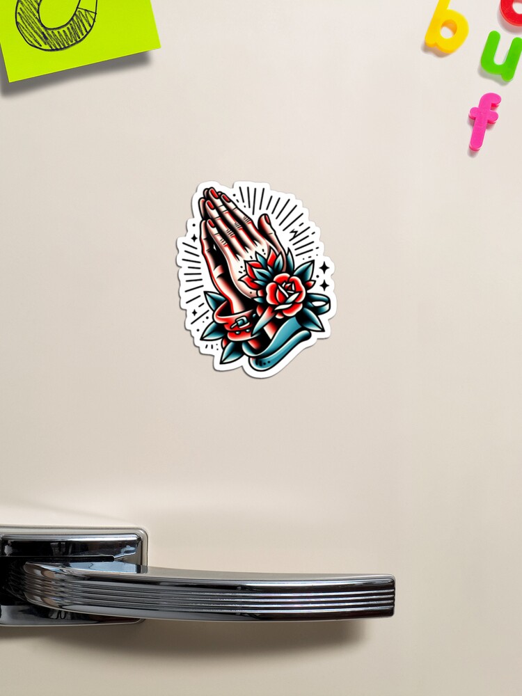 Praying Hands & Roses Flash Tattoo Art Design