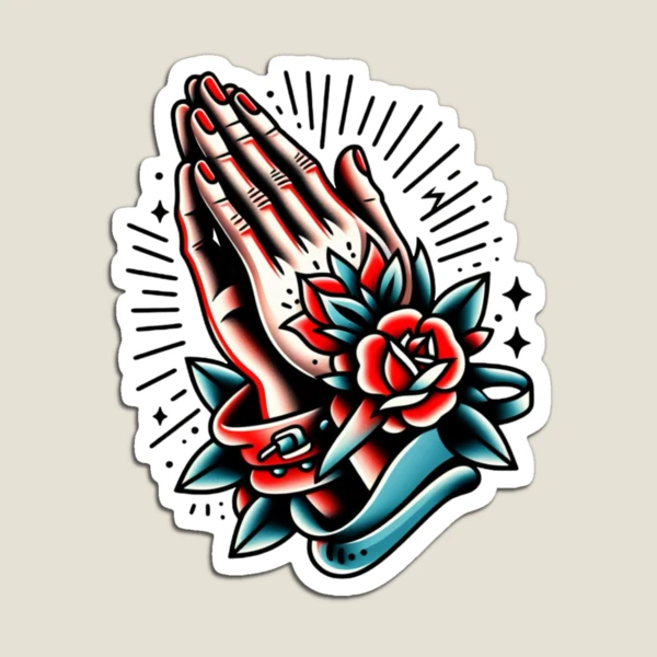 TATTOO FLASH POSTER【 Praying Hands 】 mo,small,flatlay,