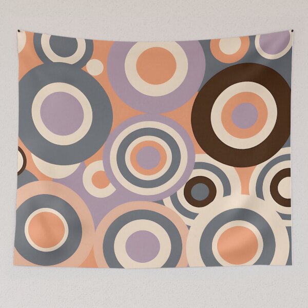 Item preview, Mid Century Modern Geometric Circles Peach, Lilac  designed and sold by Prints and Lifestyle.