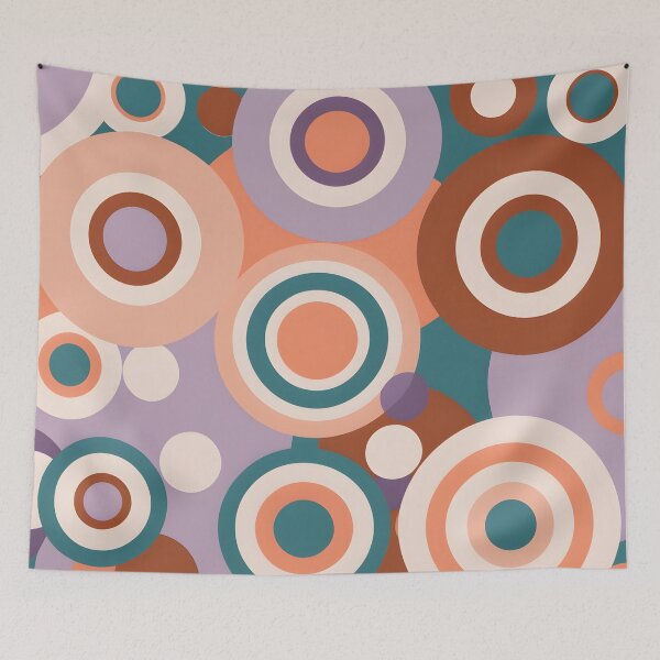 Item preview, Mid Century Modern Geometric Circles , Peach, Green,  designed and sold by Prints and Lifestyle.