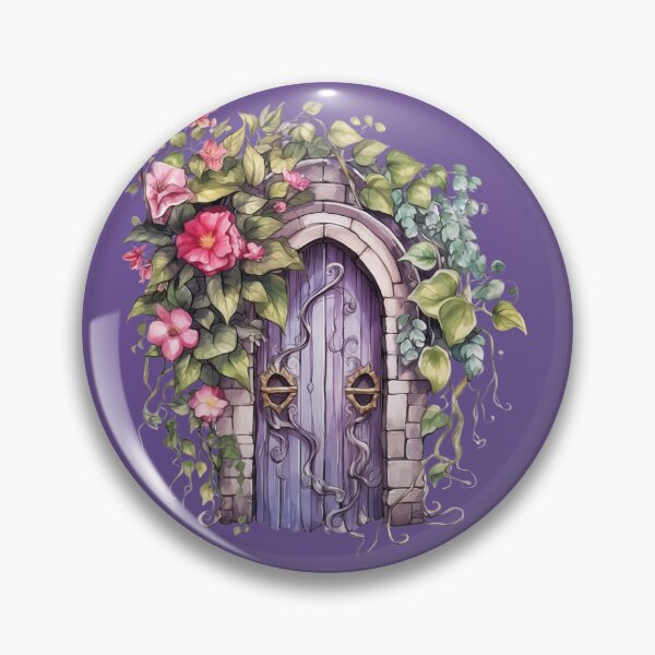 Item preview, Purple Fairy Door With Flowers designed and sold by FlutterbyFairy.