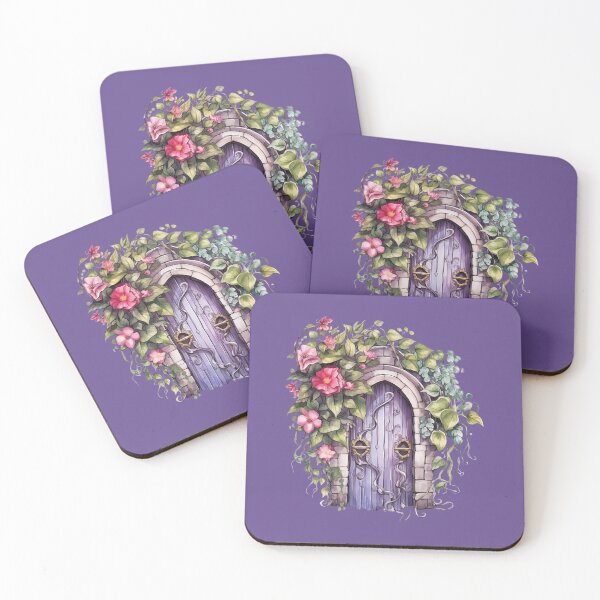 Item preview, Purple Fairy Door With Flowers designed and sold by FlutterbyFairy.