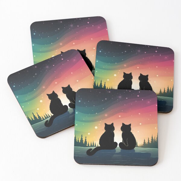 Item preview, Cute Black Cats Pleasant Evening in the Colorful Sky View designed and sold by omerfdln34.