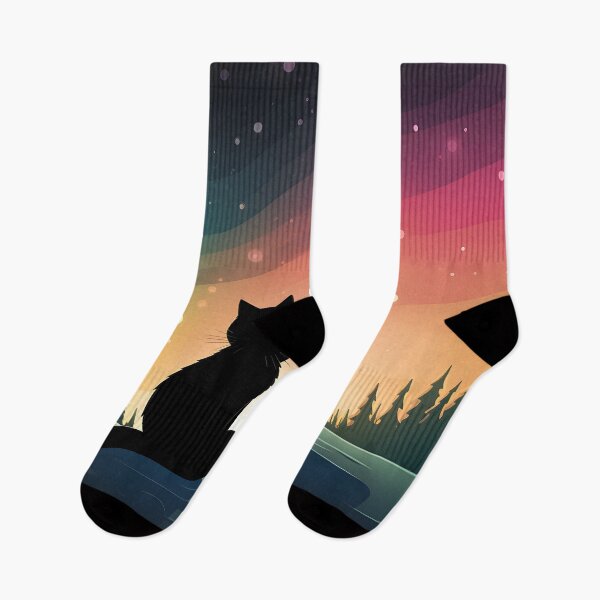 Item preview, Cute Black Cats Pleasant Evening in the Colorful Sky View designed and sold by omerfdln34.