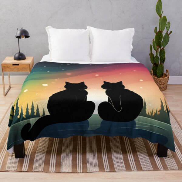 Item preview, Cute Black Cats Pleasant Evening in the Colorful Sky View designed and sold by omerfdln34.