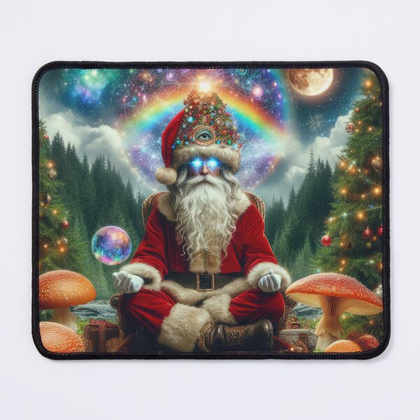 Item preview, Tranquil Yuletide: Trippy Santa Christmas Forest Meditation Artwork designed and sold by Mystikos Art.