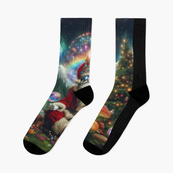 Item preview, Tranquil Yuletide: Trippy Santa Christmas Forest Meditation Artwork designed and sold by Mystikos Art.