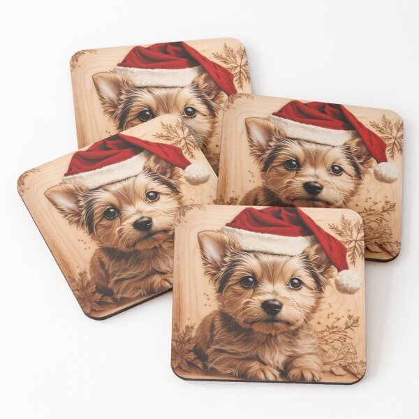 Item preview, Christmas with Yorkshire Terrier: The Delightful Charm of Wood (Pyro Pets Art - 250) designed and sold by pyropetsart.
