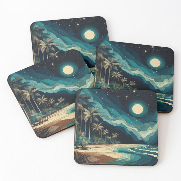 Item preview, Full Moon Tropical Beach- Moonlit Waves designed and sold by HausKatz.