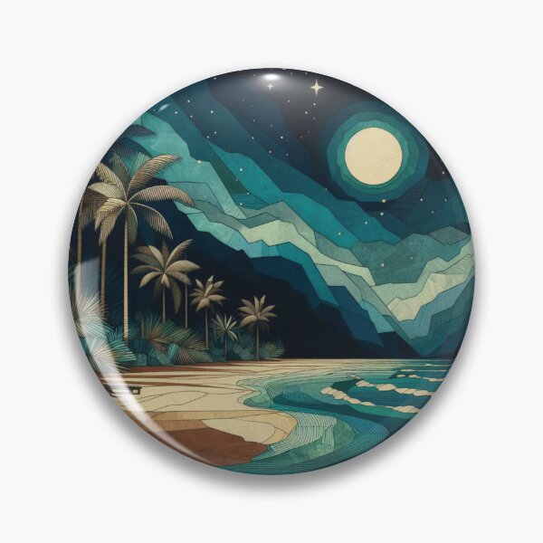 Item preview, Full Moon Tropical Beach- Moonlit Waves designed and sold by HausKatz.