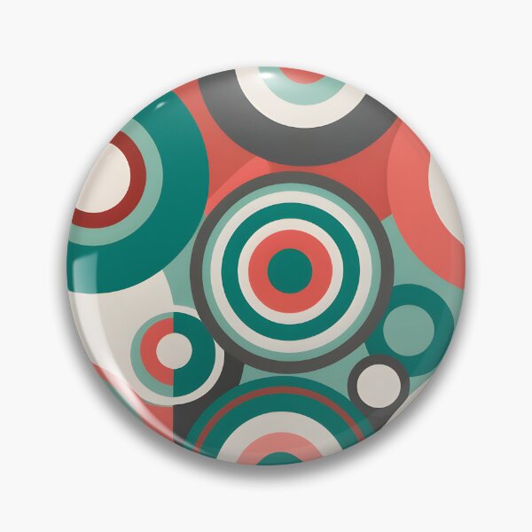 Item preview, Mid Century Modern Geometric Circles Emerald Green, Coral designed and sold by Prints and Lifestyle.
