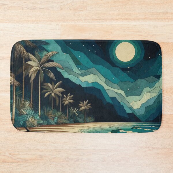 Item preview, Full Moon Tropical Beach- Moonlit Waves designed and sold by HausKatz.