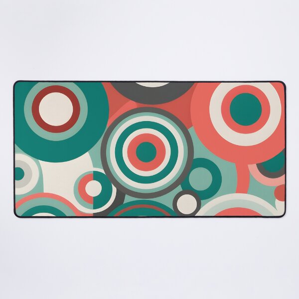 Item preview, Mid Century Modern Geometric Circles Emerald Green, Coral designed and sold by Prints and Lifestyle.