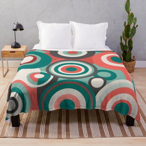 Item preview, Mid Century Modern Geometric Circles Emerald Green, Coral designed and sold by Prints and Lifestyle.