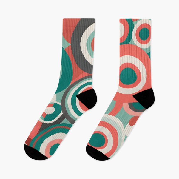 Item preview, Mid Century Modern Geometric Circles Emerald Green, Coral designed and sold by Prints and Lifestyle.