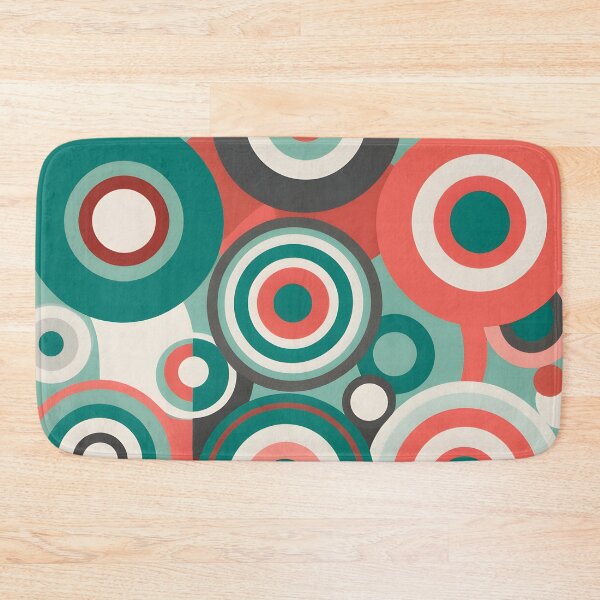 Item preview, Mid Century Modern Geometric Circles Emerald Green, Coral designed and sold by Prints and Lifestyle.