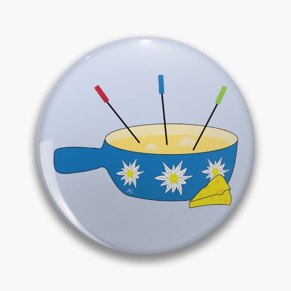 Item preview, Blue fondue pot doodle with edelweiss flowers designed and sold by iCraftCafe.