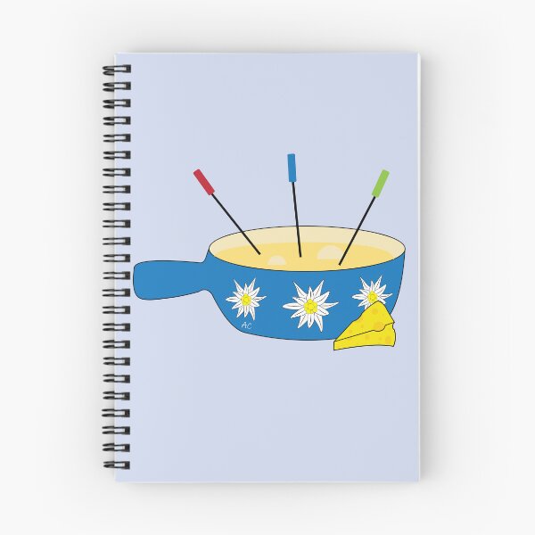 Item preview, Blue fondue pot doodle with edelweiss flowers designed and sold by iCraftCafe.