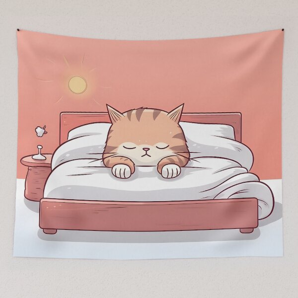 Item preview, Sleep Time for Cute Silly Cat Good Night on your bed designed and sold by omerfdln34.
