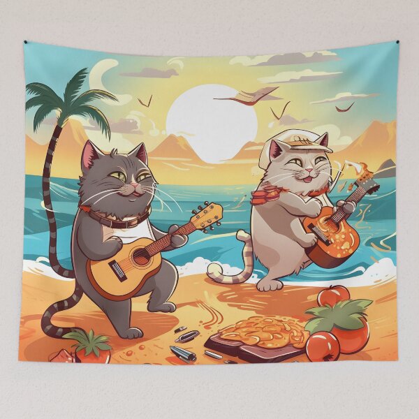 Item preview, Enjoying Music on the Beach Sweet Spoiled Silly Cats designed and sold by omerfdln34.