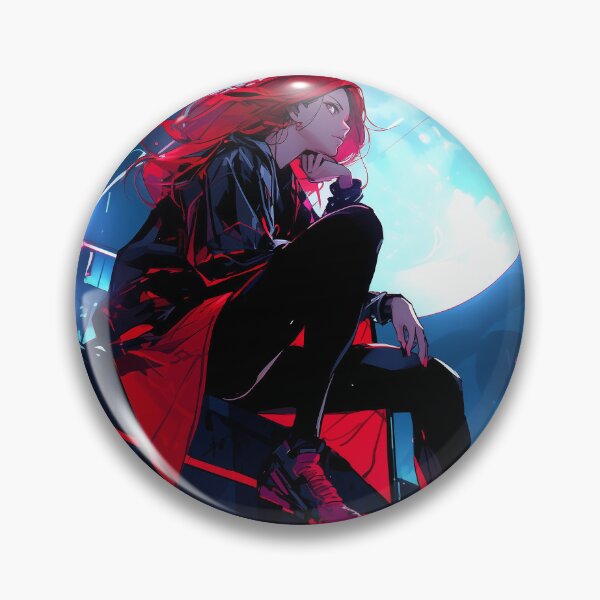 Item preview, red hair lady seated under a massive moon  designed and sold by freddyaiart.