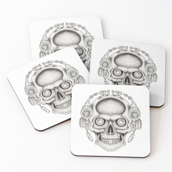 Item preview, Skull headphones cyberpunk futuristic. designed and sold by Jiwsurreal.