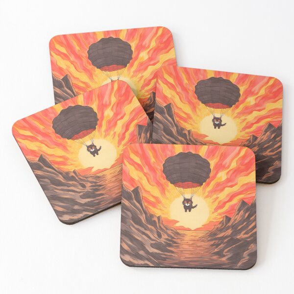 Item preview, Black Cute Maniac Cat Came From The Lava Of The Volcano By Parachuting designed and sold by omerfdln34.