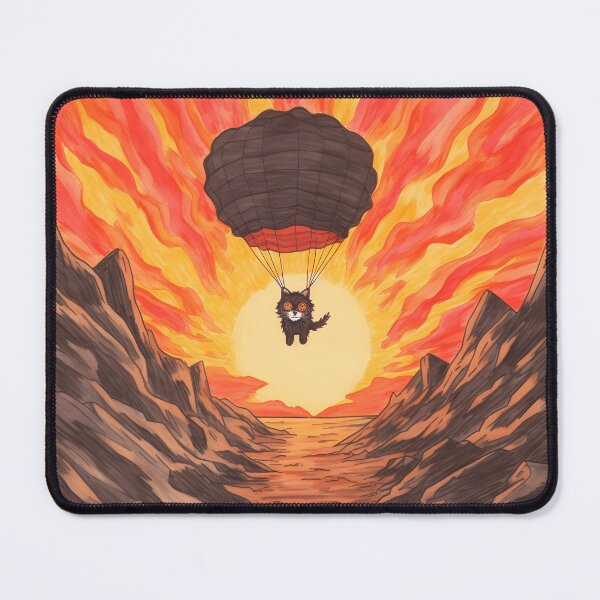 Item preview, Black Cute Maniac Cat Came From The Lava Of The Volcano By Parachuting designed and sold by omerfdln34.