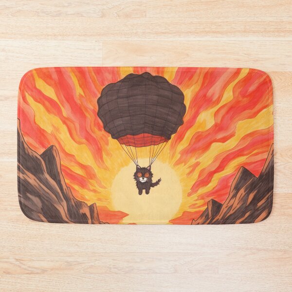 Item preview, Black Cute Maniac Cat Came From The Lava Of The Volcano By Parachuting designed and sold by omerfdln34.