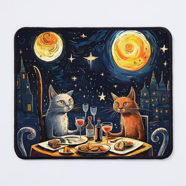Item preview, Beautiful Night With Moonlight Wines And Food Cutie Silly Minimalist Cats designed and sold by omerfdln34.