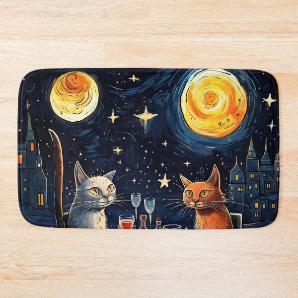 Item preview, Beautiful Night With Moonlight Wines And Food Cutie Silly Minimalist Cats designed and sold by omerfdln34.