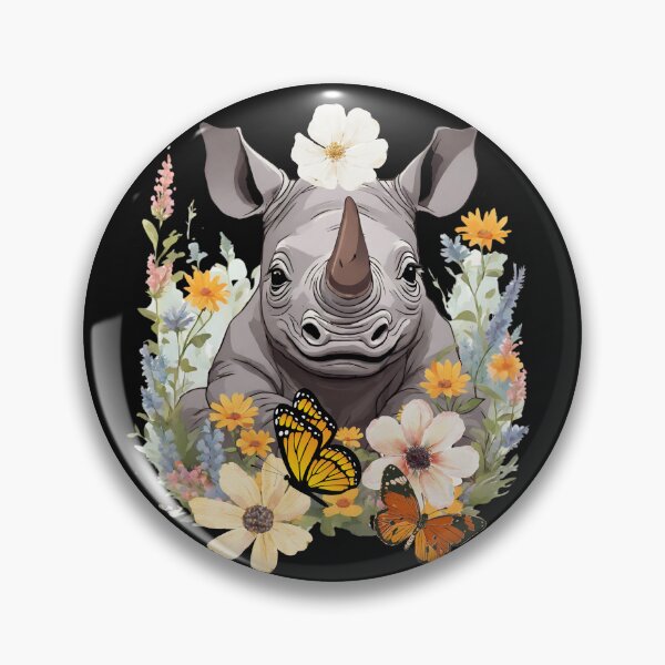 Item preview, Cute Baby Rhino With Flowers Colorful Design designed and sold by EarthArtDesigns.