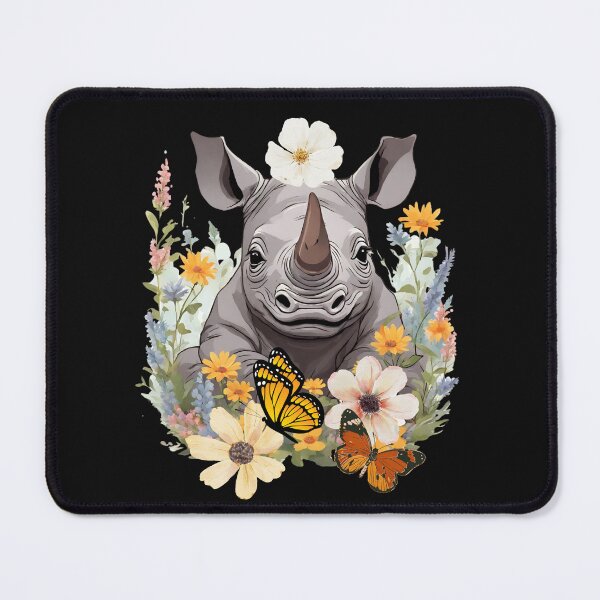 Item preview, Cute Baby Rhino With Flowers Colorful Design designed and sold by EarthArtDesigns.