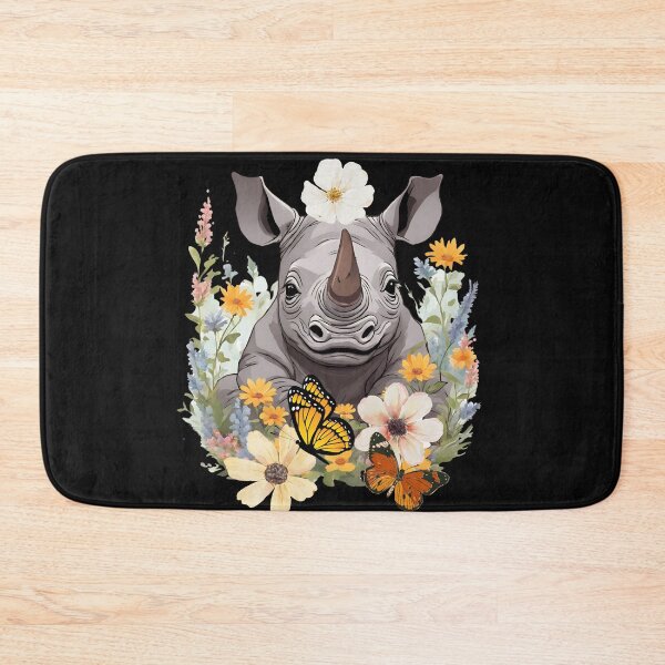Item preview, Cute Baby Rhino With Flowers Colorful Design designed and sold by EarthArtDesigns.