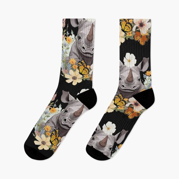 Item preview, Cute Baby Rhino With Flowers Colorful Design designed and sold by EarthArtDesigns.