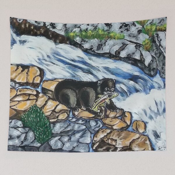 Item preview, river bear fish waterfall designed and sold by janjacbu.