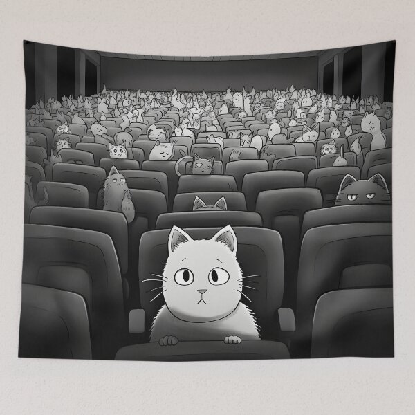 Item preview, Adorable Minimalist Draw Silly Cat in Horror Movie designed and sold by omerfdln34.
