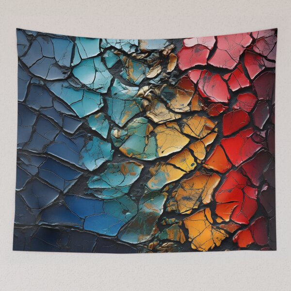 Item preview, colorful textured cracked abstract print designed and sold by dcrc.
