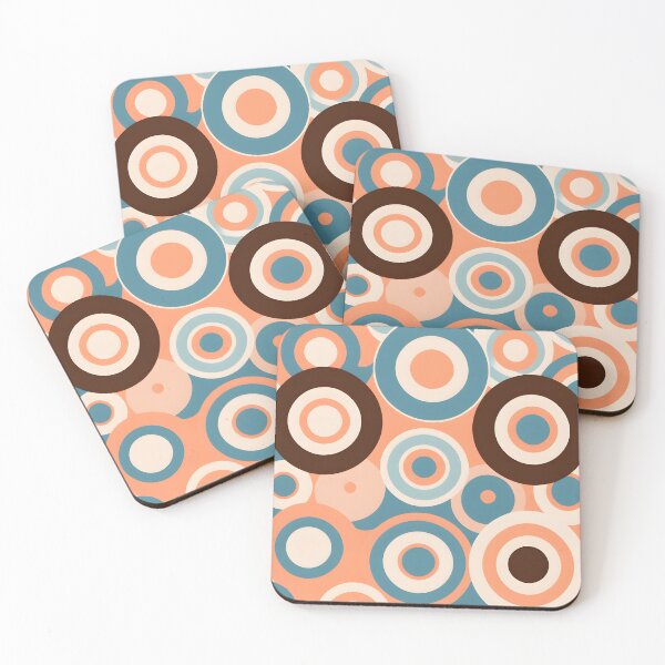 Item preview, Mid Century Modern Geometric Circles  Peach, sky blue designed and sold by Prints and Lifestyle.