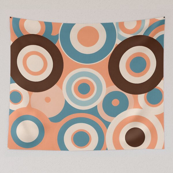 Item preview, Mid Century Modern Geometric Circles  Peach, sky blue designed and sold by Prints and Lifestyle.