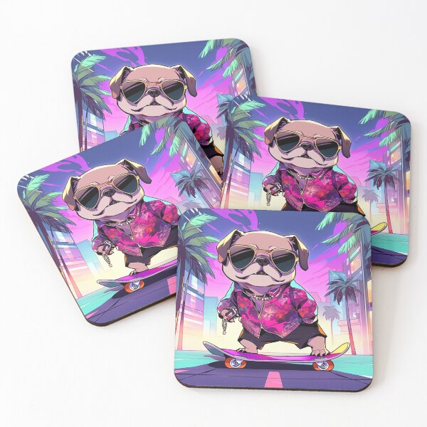 Item preview, Skateboard Pup in the City - Cool Dog with Sunglasses Illustration designed and sold by PaintbrushPlace.