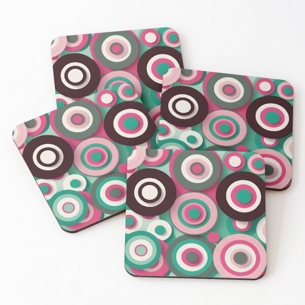 Item preview, Mid Century Modern Geometric Circles Rose, Mint designed and sold by Prints and Lifestyle.