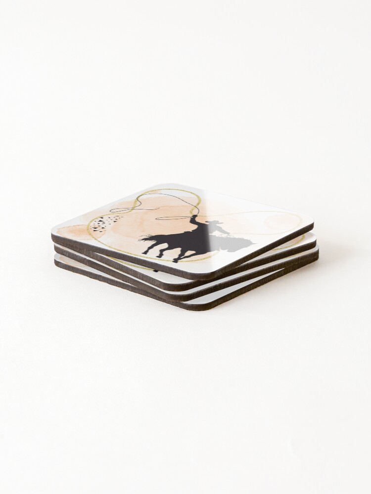 Thumbnail 4 of 5, Coasters (Set of 4), Cowboy Roping designed and sold by jmggraphics.