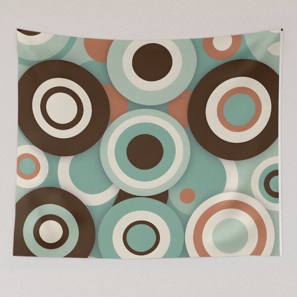 Item preview, Mid Century Modern Geometric Circles  Mint,Dark Brown designed and sold by Prints and Lifestyle.